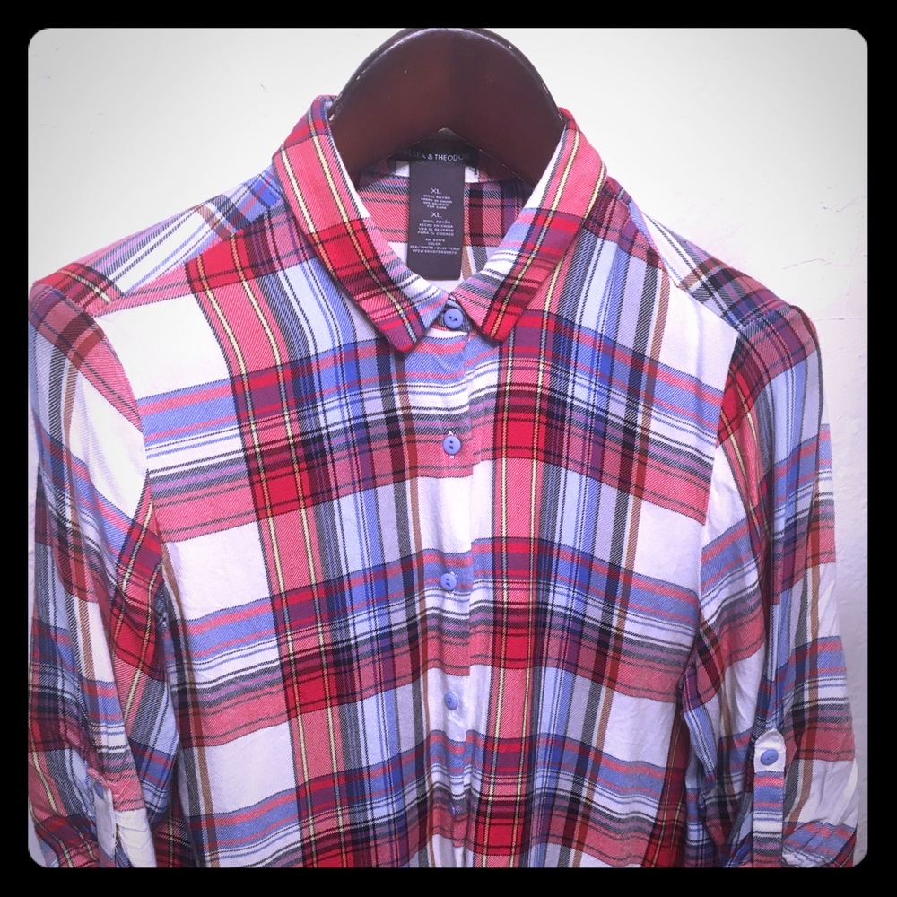 Dillard’s Chelsea & Theodore Plaid Blouse shirt